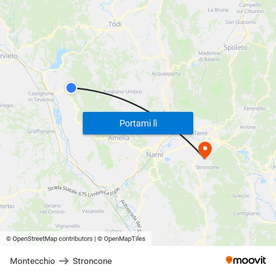 Montecchio to Stroncone map