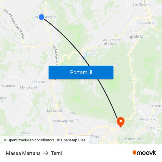 Massa Martana to Terni map