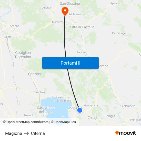 Magione to Citerna map