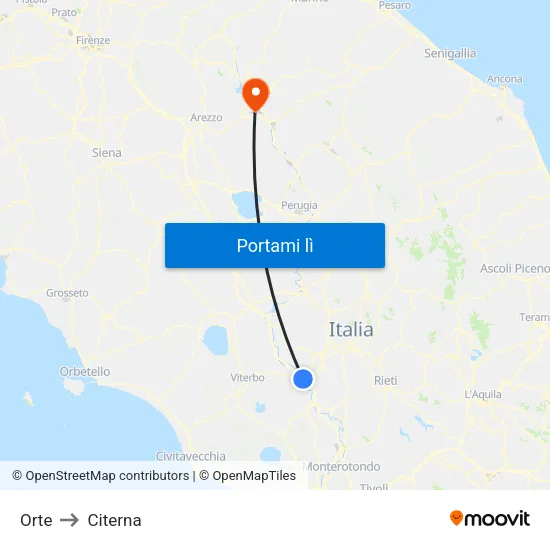 Orte to Citerna map