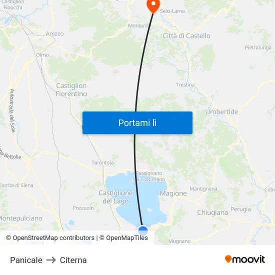 Panicale to Citerna map