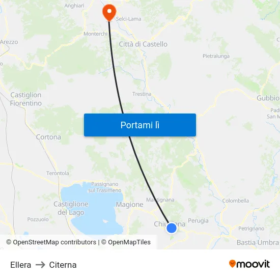 Ellera to Citerna map