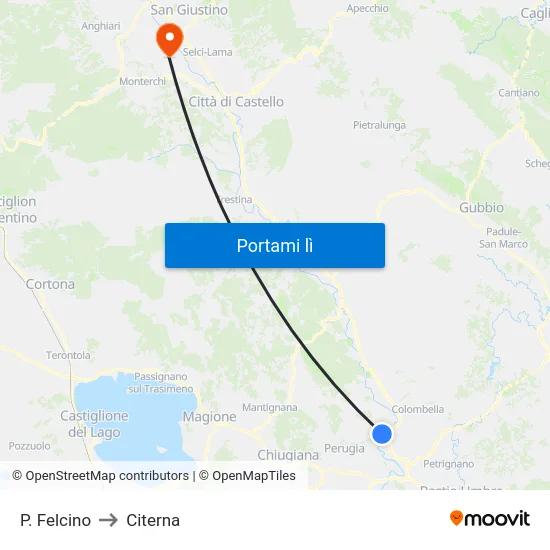 P. Felcino to Citerna map