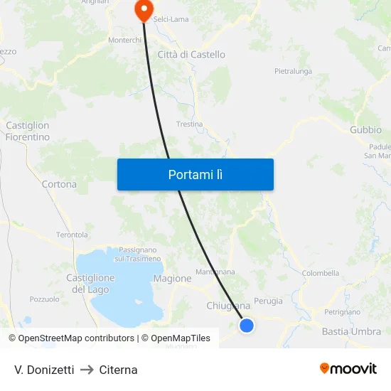 V. Donizetti to Citerna map