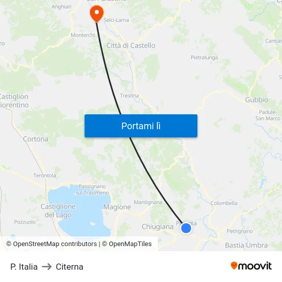 P. Italia to Citerna map