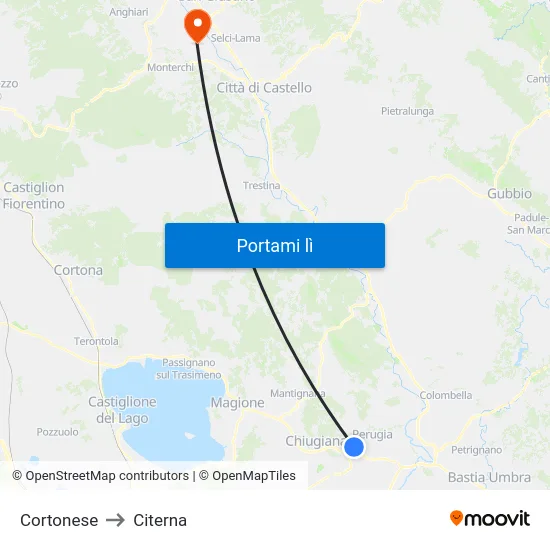 Cortonese to Citerna map