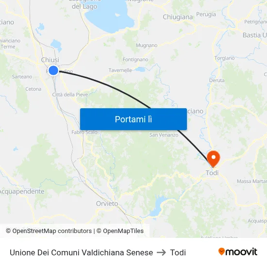 Unione Dei Comuni Valdichiana Senese to Todi map