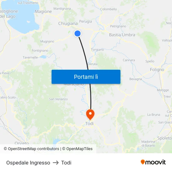 Ospedale Ingresso to Todi map