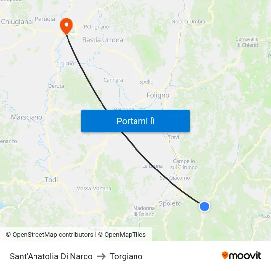 Sant'Anatolia Di Narco to Torgiano map