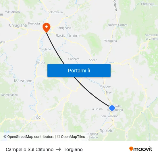 Campello Sul Clitunno to Torgiano map
