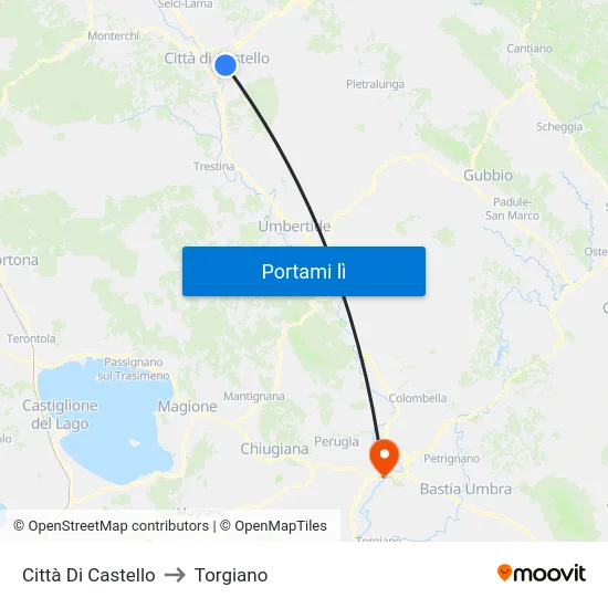 Città Di Castello to Torgiano map