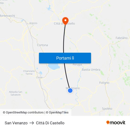 San Venanzo to Città Di Castello map
