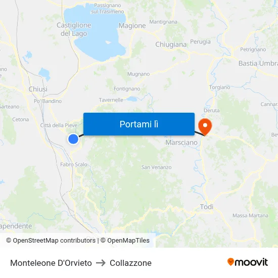 Monteleone D'Orvieto to Collazzone map