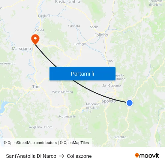 Sant'Anatolia Di Narco to Collazzone map