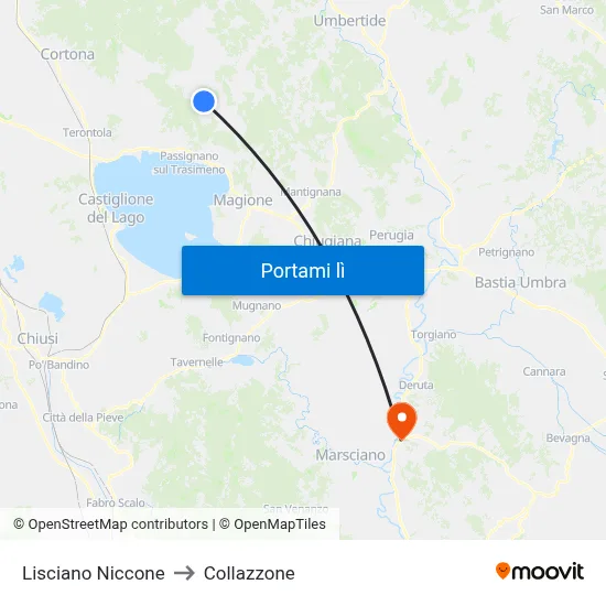 Lisciano Niccone to Collazzone map