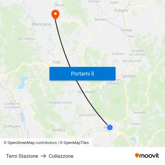 Terni Stazione to Collazzone map