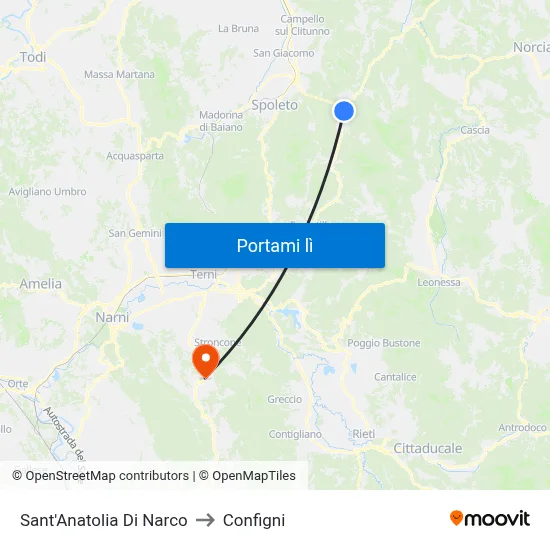 Sant'Anatolia Di Narco to Configni map