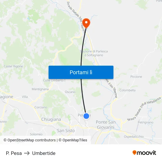 P. Pesa to Umbertide map