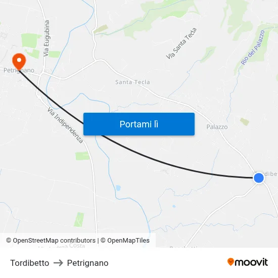Tordibetto to Petrignano map