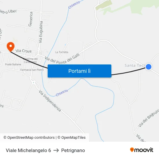Viale Michelangelo 6 to Petrignano map