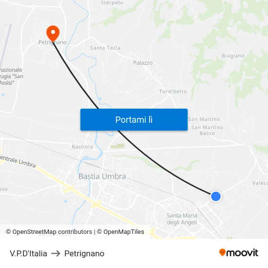 V.P.D'Italia to Petrignano map