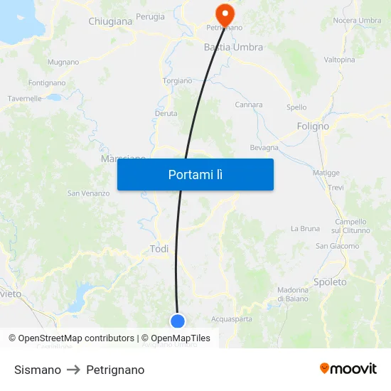 Sismano to Petrignano map