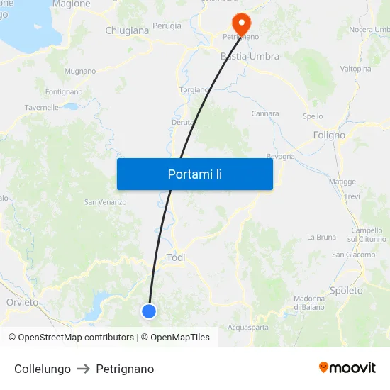Collelungo to Petrignano map