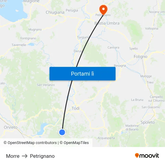 Morre to Petrignano map