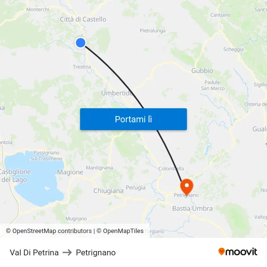 Val Di Petrina to Petrignano map