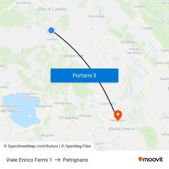 Viale Enrico Fermi 1 to Petrignano map