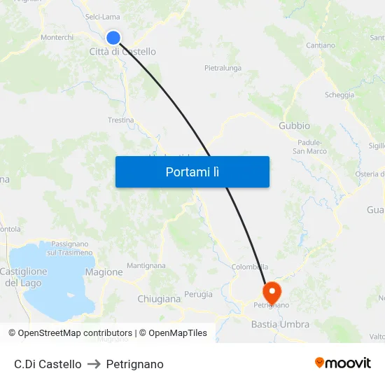 C.Di Castello to Petrignano map