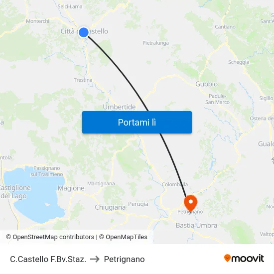 C.Castello F.Bv.Staz. to Petrignano map