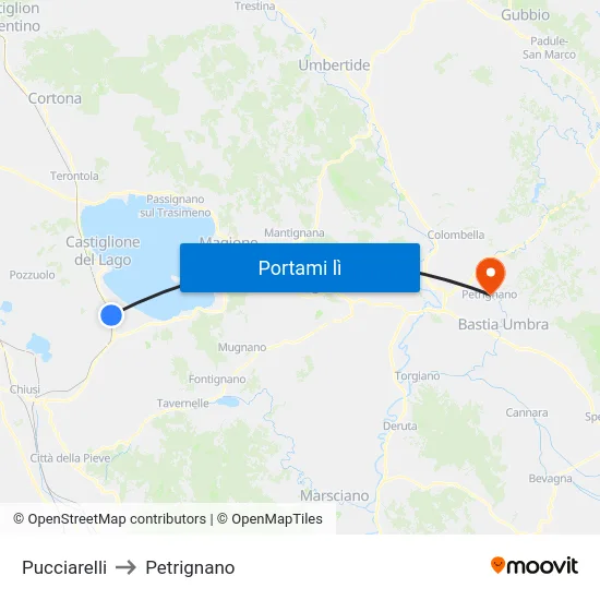 Pucciarelli to Petrignano map
