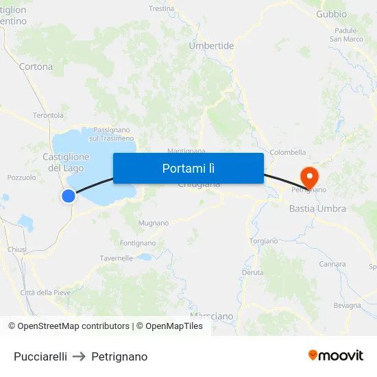 Pucciarelli to Petrignano map