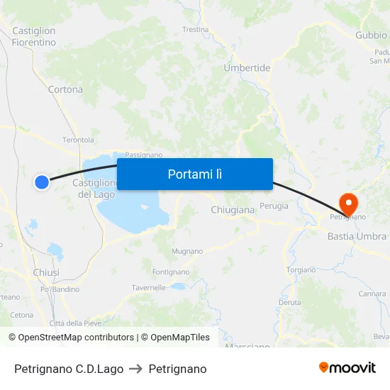 Petrignano C.D.Lago to Petrignano map