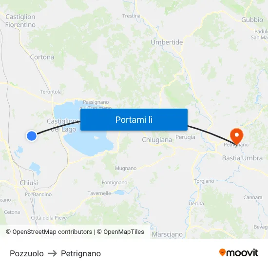 Pozzuolo to Petrignano map
