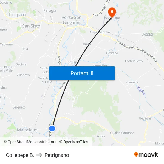 Collepepe B. to Petrignano map
