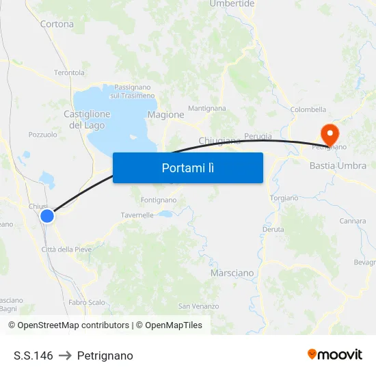 S.S.146 to Petrignano map