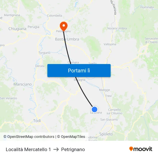 Località Mercatello 1 to Petrignano map