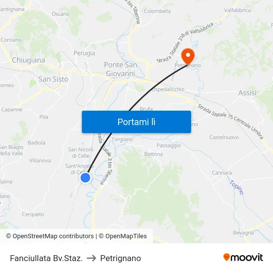 Fanciullata Bv.Staz. to Petrignano map