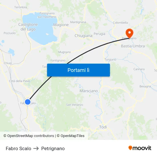 Fabro Scalo to Petrignano map