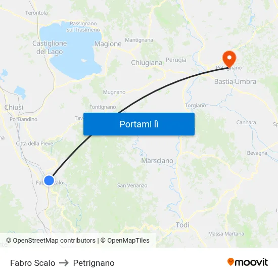 Fabro Scalo to Petrignano map