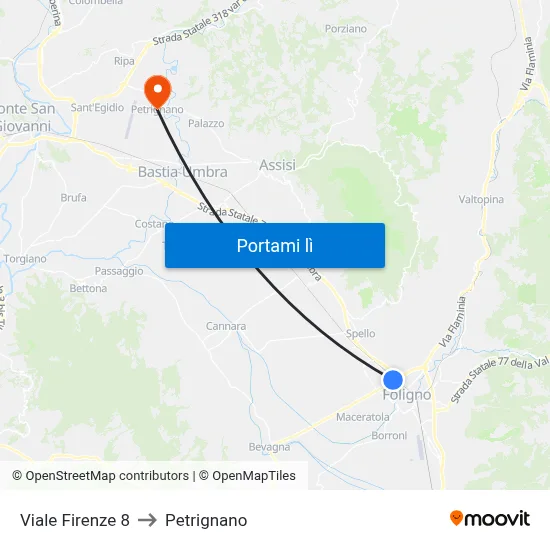 Viale Firenze 8 to Petrignano map