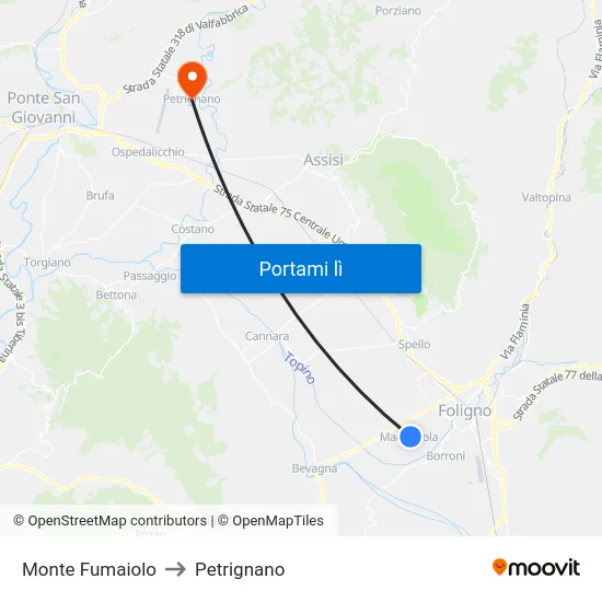 Monte Fumaiolo to Petrignano map