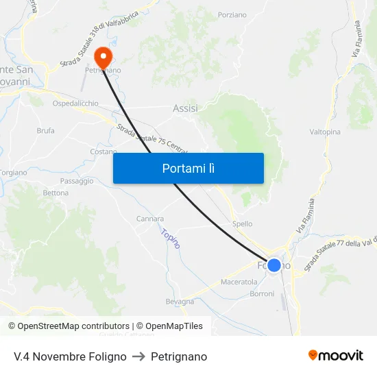 V.4 Novembre Foligno to Petrignano map
