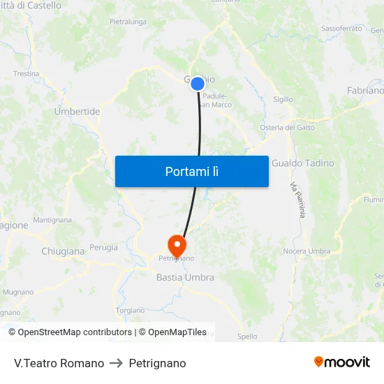 V.Teatro Romano to Petrignano map