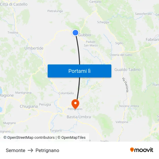 Semonte to Petrignano map