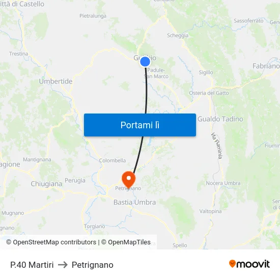 P.40 Martiri to Petrignano map