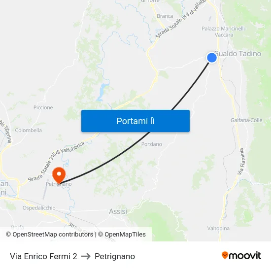 Via Enrico Fermi 2 to Petrignano map