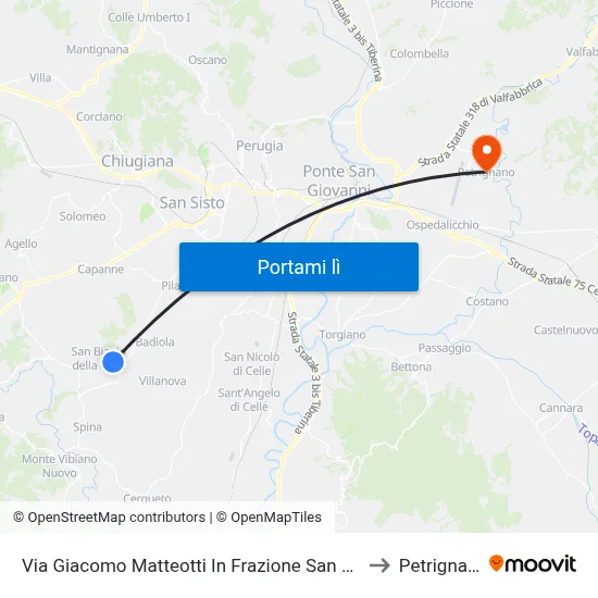 Via Giacomo Matteotti In Frazione San Biagio to Petrignano map